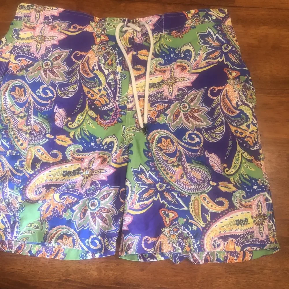 POLO RALPH LAUREN Shorts MEN'S Size Large Lined SWIM SHORTS TRUNKS FLORAL